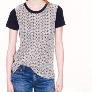 J.Crew lace front navy cotton tee
